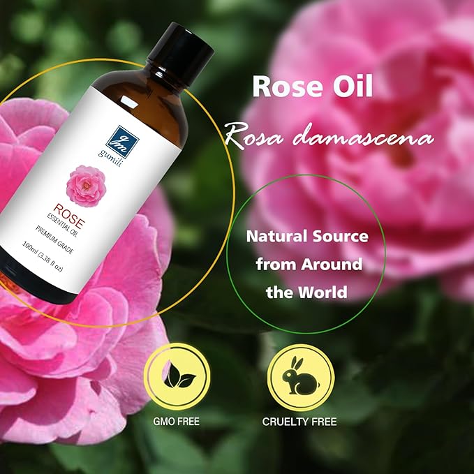 Rose Essential Oil, Home Fragrance Scent Oil for Diffuser, Skin, Hair, Candle, Soap, Dryer Balls, Laundry - 3.38 oz/100ml - Bloomnest