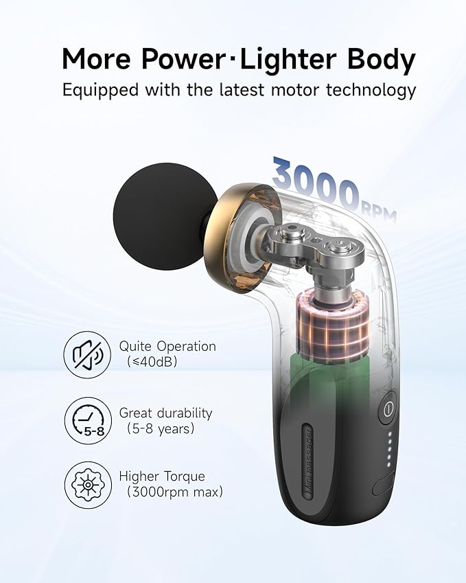 A1 Super Mini Massage Gun, Percussion Deep Tissues Muscle Massager, Travel Massage Gun, Compact Sports Massager, Portable Handheld Massager for Office Gifts for Him/Her, Home, Athletes(Black) - Bloomnest
