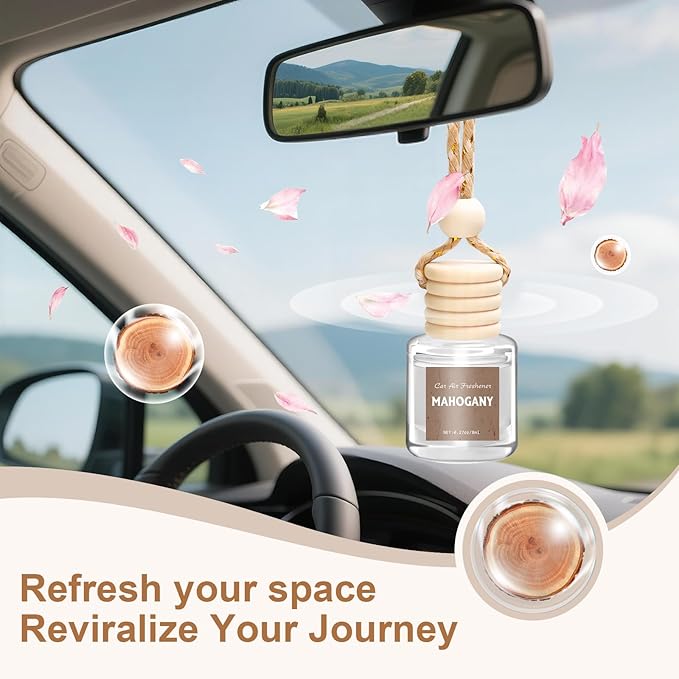 AROIC 6 Pack Car Air Freshener, Mahogany Premium Woody Car Air Freshener Diffuser Fragrance, Hanging Essential Oil Diffuser for Auto Interior Decor, Long Lasting Natural Scent Car Accessories Unisex - Bloomnest