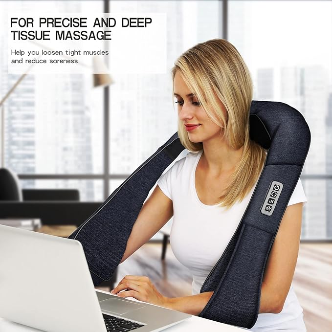 Mo Cuishle Shiatsu Back Shoulder and Neck Massager with Heat, Electric Deep Tissue 4D Kneading Massage, Best Gifts for Women Men Mom Dad, Fathers Day, Mothers Day, Christmas Gifts - Bloomnest