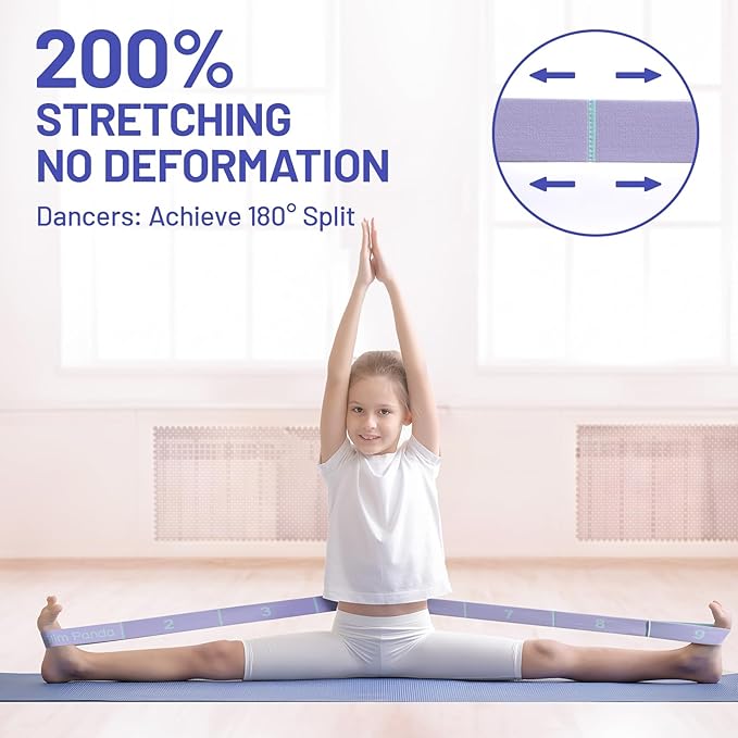 Slim Panda Stretch Strap, Dance Stretch Bands Flexibility, Elastic Yoga Stretching Strap with 9 Loops for Physical Therapy, Pilates, Yoga, Ballet, Gymnastics Stretching Bands for Exercise - Bloomnest