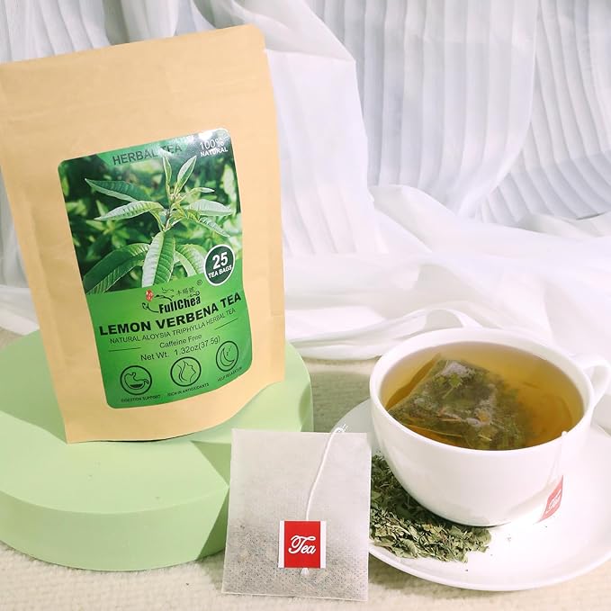 FullChea - Lemon Verbena Tea, 1.5g X 25 Count - Premium Lemon Tea For Digestion Support & Relaxation - Non-GMO - Caffeine-free - Natural Cut & Sifted Cedron Herb - Bloomnest