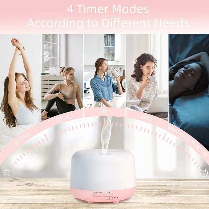 300ML Aromatherapy Essential Oil Diffuser with Remote Control, 7 LED Color Changing Light, for Bedroom Home Large Room - Bloomnest