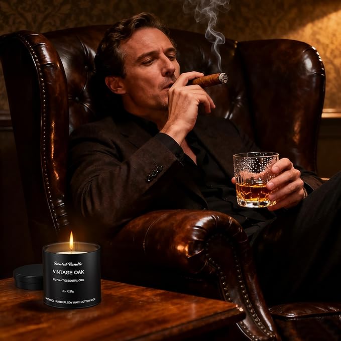 Men Scented Candle Set | Gifts for Men Aromatherapy Candles | 6 Pack Fragrances Black Tin Jar Candles | Scented Candle for Home,Work,Party | Manly Soy Candle Gifts for Boyfriend,Farther and Christmas - Bloomnest