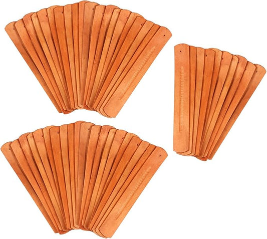 TRENDBOX 50pcs Handmade Plain Wood Wooden Incense Stick Holder Burner Ash Catcher Natural Design Buddhist - Bloomnest