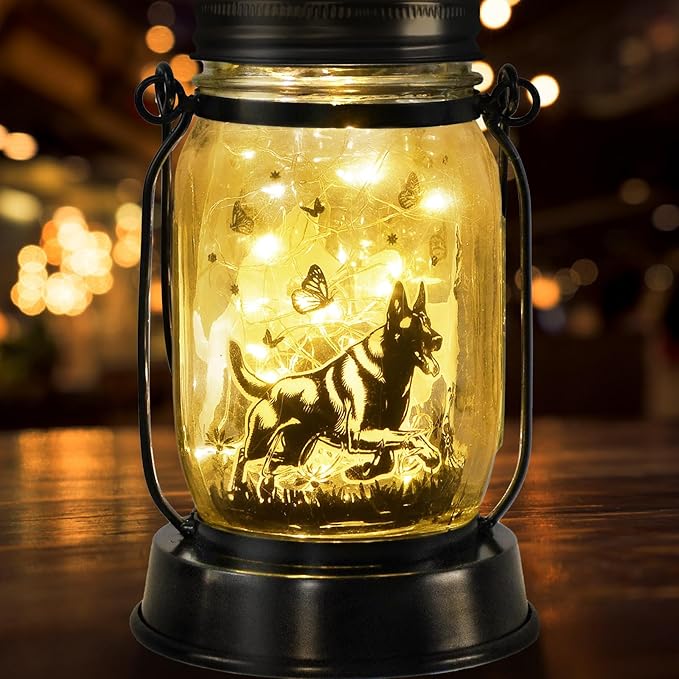Belgian Malinois Dog Gifts for Women/Men Belgian Malinois Solar Lanterns Birthday Dog Lovers Lantern Pet Loss Dog Memorial Lights Solar Garden Decoration for Yard, Patio,Backyard,Porch Torches Light - Bloomnest