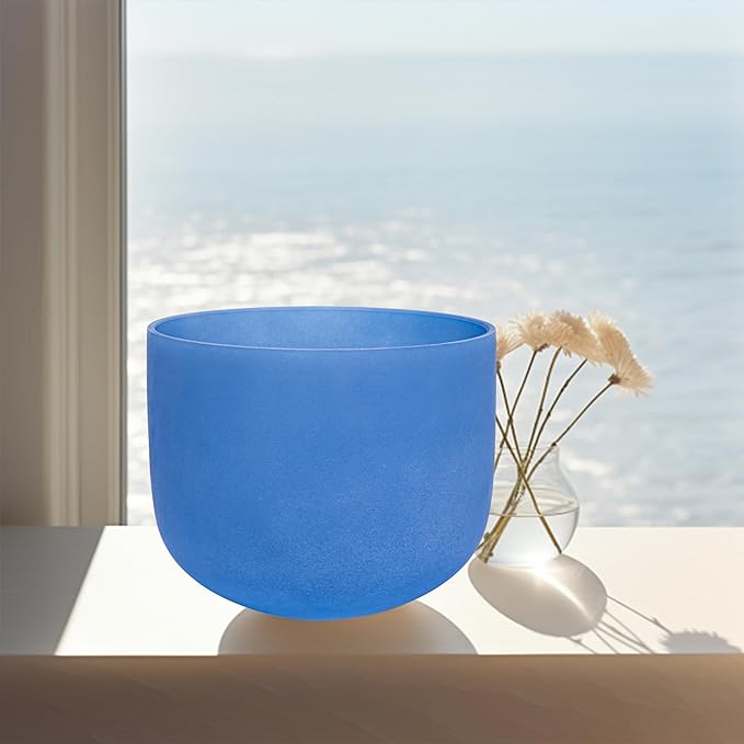 ALIOTH 7" Blue G Note Crystal Singing Bowl Throat Chakra Sound Therapy with Suede Mallet - Bloomnest