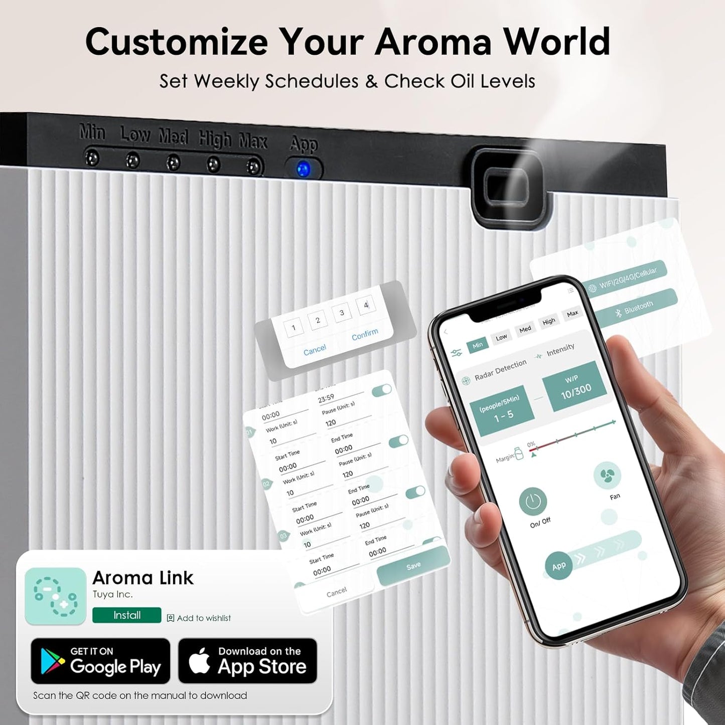 Mxmoonant Scent Air Machine for home 800ML, Aroma Diffuser App Control, Waterless Essential Oil Diffuser for Home, Mall, Office, Spa, Hotel Lobby