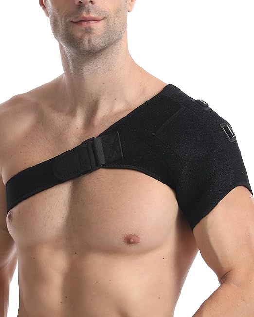 Shoulder Heating Pad - 3-Temperature USB Rechargeable, Adjustable Heat Wrap for Men & Women, Portable Cordless Shoulder Warmer(1 PCE Black) - Bloomnest