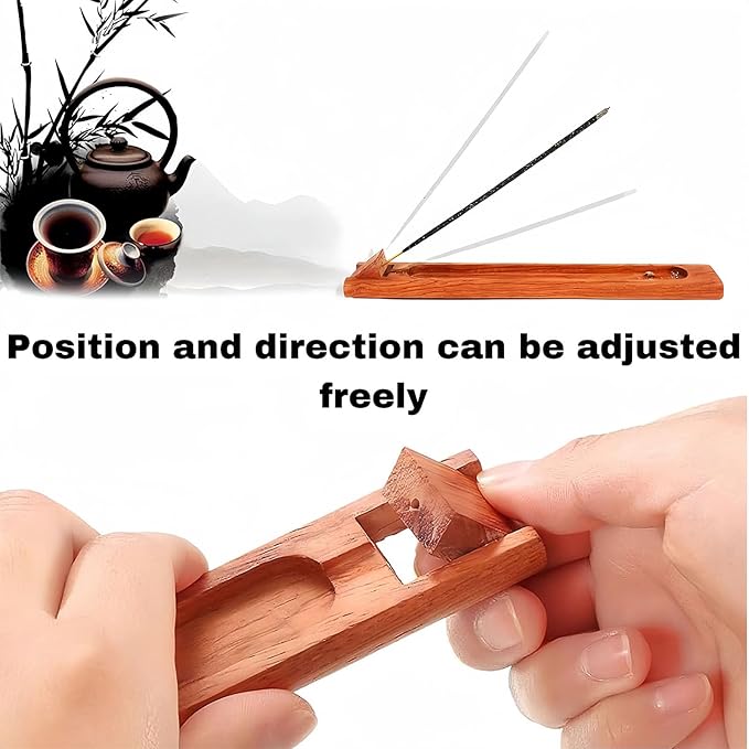 2 Packs Wood Incense Holder for Sticks with Adjustable Angle, Incense Stick Holder with Ash Catcher,Stick Incense Burner,9.8 Inches - Bloomnest