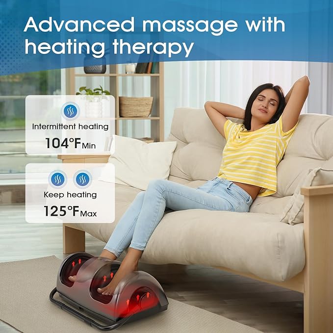 TISSCARE Foot Massager with Heat, Shiatsu Foot Massager for Plantar Fasciitis, Neuropathy, Circulation and Pain Relief, Remote Control, Deep Kneading, Gifts for Women Men Mom Dad - Bloomnest