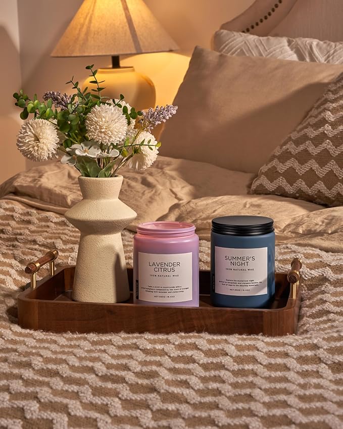 M&SENSE Lavender Citrus Candles, 19.4oz 110H Burn Time Large Natural Soy Candles for Home Scented, Stress Relief Aromatherapy Gifts for Mom Friends Teacher & Spa, Bath, Yoga - Bloomnest