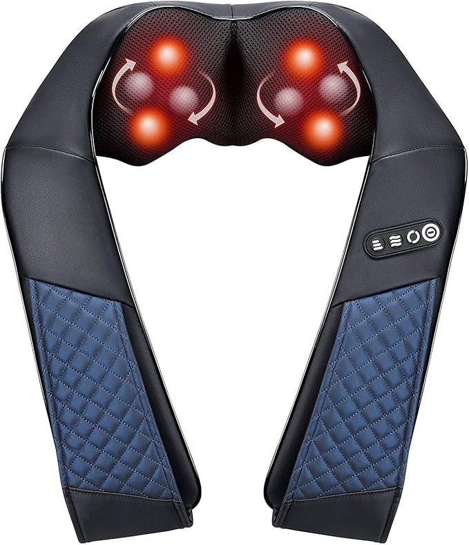 Neck and Shoulder Massager with Heat Shiatsu Back Massage Pillow with 3D Deep Tissue Kneading for Foot, Legs, Body Muscle Pain Relief, Use at Home, Office & Car - Bloomnest