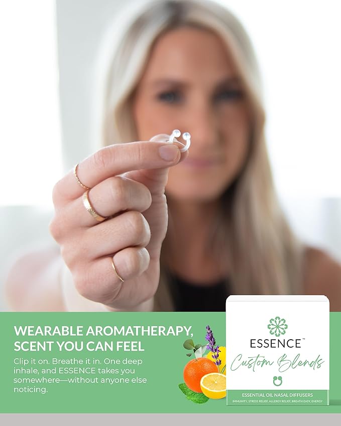 Essence Nasal Diffuser Custom Blends Bundle – Essential Oil Silicone Nose Rings for Energy, Immunity, Stress & Allergy Relief – Wearable Aromatherapy for Daily Wellness & Relaxation - Bloomnest