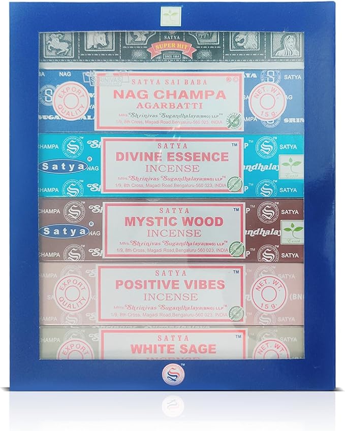 Assorted Incense Sticks Pack of 6 Premium Scents - Includes Nagchampa, Super Hit, Divine Essence, Mystic Wood, Positive Vibes, White Sage - Aromatherapy, Meditation, Relaxation, Soothing Fragrances SoulSticks