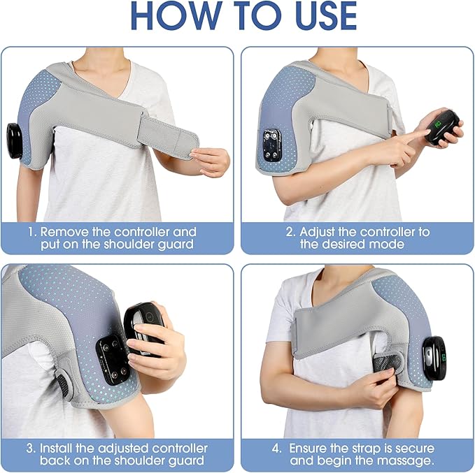 YUANBO Heated Shoulder Wrap Massager Cordless Electric Shoulder Heating Pad for Neck with Massage 3 Heat & Vibration