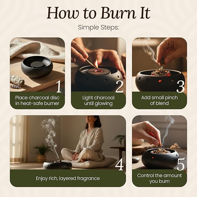 Natural Resin, Herbs & Essence Meditation Mix - Copal & Palo Santo Sacred Blend with Warm Woodsy Aroma - Loose Incense for Cleansing Rituals, Ceremonies & Home Fragrance - 2.22 oz. AmaeIncense