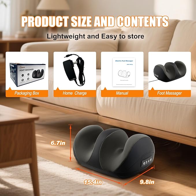 Foot Massager with Heat, Shiatsu Kneading Foot and Calf Electric Massager Machine with Roller, Massage Feet/Arm/Calf/Ankle for Relax, Plantar Fasciitis, Pain Relief, Gifts for Women & Men, Black - Bloomnest