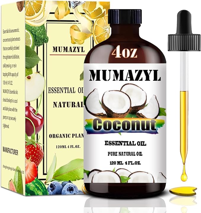 Coconut Essential Oil, Coconut Oil 4 Fl Oz 120ML for Diffuser Humidifier Yoga Cleaning DIY Candle Soap Making Essential Oils - Bloomnest