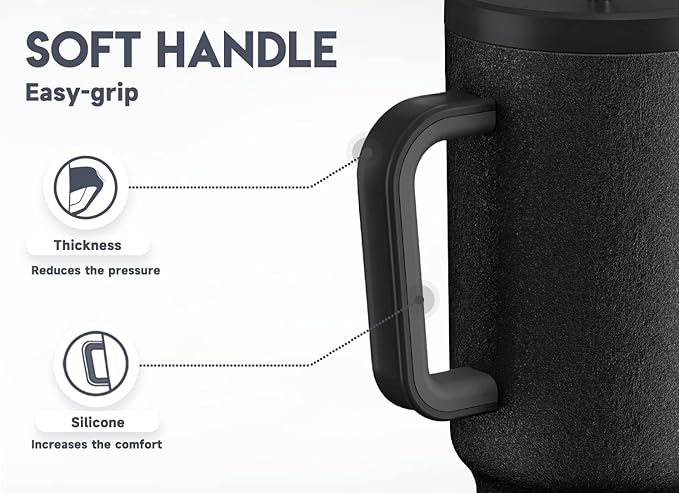 Meoky 40oz Tumbler with Handle, Leak-proof Lid and Straw, Insulated Coffee Mug Stainless Steel Travel Mug, Keeps Cold for 34 Hours or Hot for 10 Hours (Night) - Bloomnest