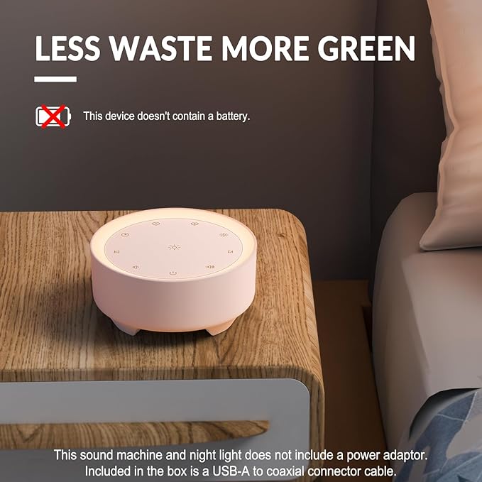 Kipcush Sound Machine & Night Light for Adults, Baby, Kids. White Noise Machine with 20 Soothing Sleep Sounds. Small Size & Portable Design for Bedroom, Office, Travel. Favorites Buttons, Timer（Pink） - Bloomnest