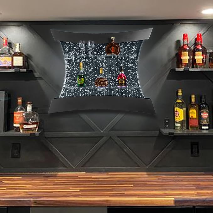 PONDO Multifunctional LED Changing Water Bubble Wall Mounted Wine Cabinet with 7-Color Display Shelf - Perfect for Living Room, Home, Bar, Buffet, Party, Sensory Items & New Year Decor - Bloomnest