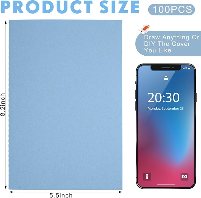Mimorou 100 Pcs Journals Notebooks Bulk - Kraft Softcover A5 Small Notebooks 5.5 Inch x 8.3 Inch Notepads with 60 Page 30 Sheet for Writing Sketch Travel Office Supplies(Light Blue,Lined) - Bloomnest