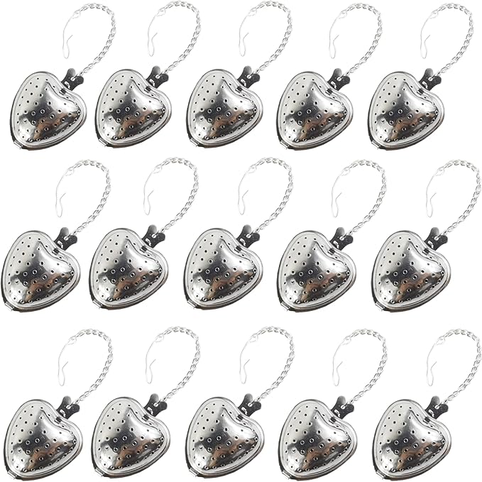 TIHOOD 15PCS Tea Strainer Stainless Steel Mesh Tea Ball Infuser Premium Tea Filter Tea Interval Diffuser with Extended Chain Hook for Loose Leaf Tea and Spices & Seasonings - Bloomnest