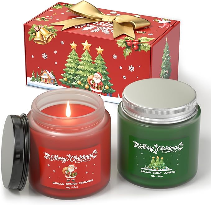 Christmas Candles, Soy Candles for Women & Men, Holiday Candle Gift Set for Women, Perfect Christmas Gifts for Mom, Dad, Teachers, Friends & Loved Ones - Bloomnest