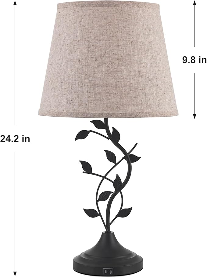 Kakanuo Table Lamp for Bedside, Lamp for Living Room with USB-A and USB-C Charging Ports, Traditional Tall Bedroom Lamp for End Table - Bloomnest