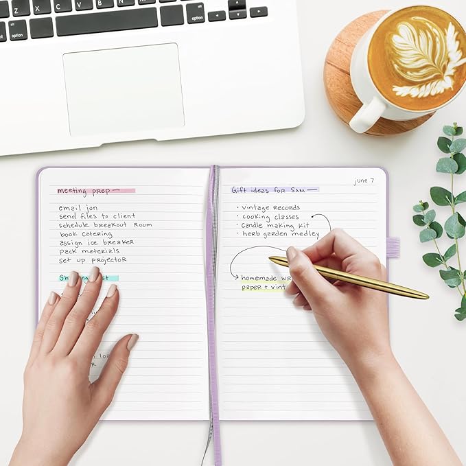 &And Per Se Lined Journal Notebook, 160 Pages, A5 5.7 x 8 inches College Ruled Thick Paper Notebook Journals for Writing, Hardcover Notebooks for Women Men Office School (1 Pack, Lavender)