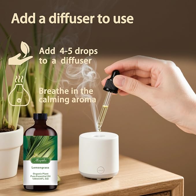 Lemongrass Essential Oil-Lemongrass Fragrance Oil 4.33oz (130ml)-100% Pure Natural Scent for Diffusers, Candles, Soap Making & Aromatherapy-Relaxing Home & Gift Essential Oil for Bath, Massage - Bloomnest