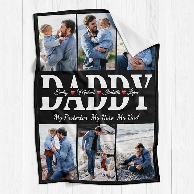 Fathers Day Personalized Gifts for Dad from Daughter Son Gifts for Dad Custom Blankets with Photo, Personalized Photo Blankets Customized Blanket with Picture - Bloomnest