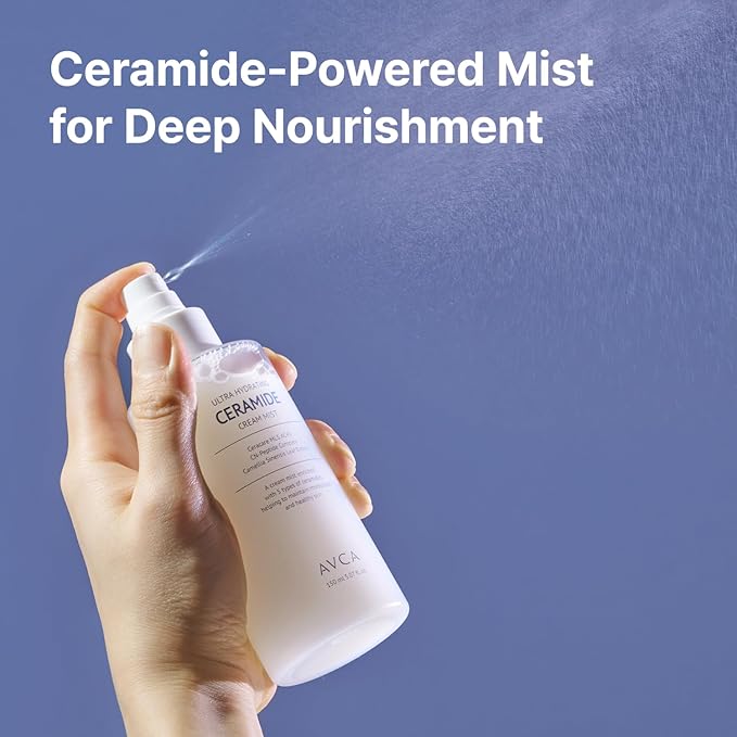 AVCA Ultra Hydrating Ceramide Cream Mist – Milky Face Mist with 5 Ceramides for Deep Moisture, Soothing & Dewy Glow, Lightweight Moisture-Boosting Facial Spray for All Skin Types (5.07 fl oz) - Bloomnest