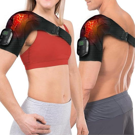 Cordless Heating Vibration Massage Shoulder Heating Pad Shoulder Massager for Pain Relief Deep Tissue Soothing Arthritis Blood Circulation Muscle Relax - Bloomnest