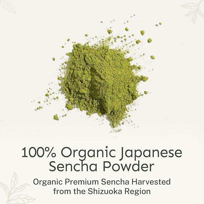 Yu Tea Organic Sencha Green Tea Powder, 100 Servings | Rich in Antioxidants, EGCG, & L-Theanine | Pure Japanese First Harvest Leaf | Low Caffeine & Unsweetened | Resealable Pouch, 2.65 oz - Bloomnest