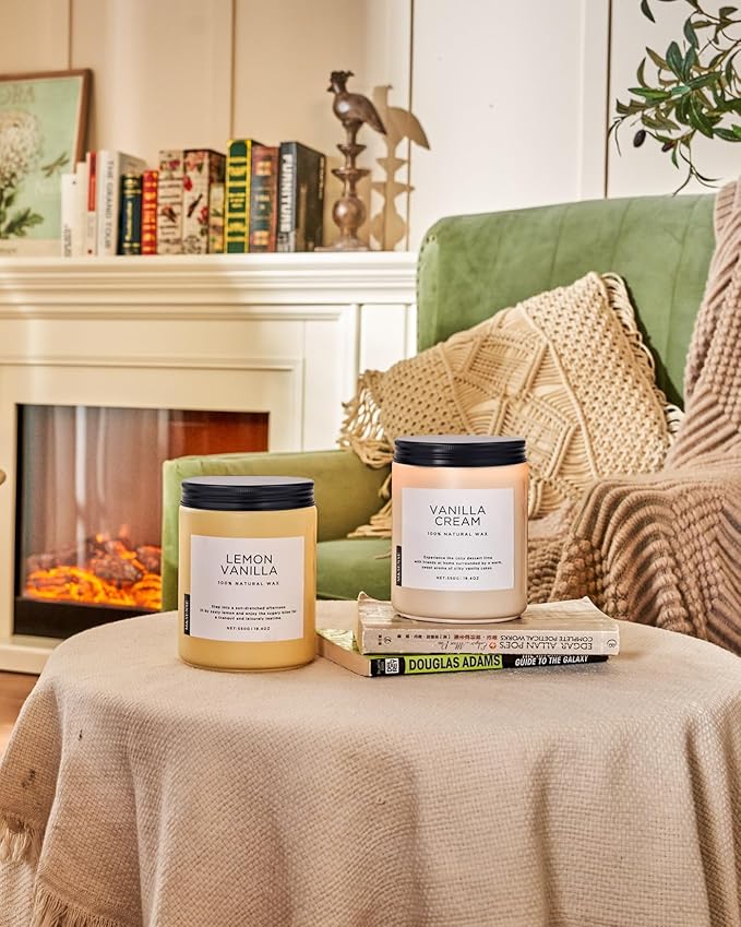 M&SENSE Vanilla Soy Candles, Large 19.4oz Non Toxic 110 Hours Burning Time 100% Natural Organic Soy Wax Candle, Relaxing Aromatherapy Scented Housewarming Gift for Women and Men - Bloomnest