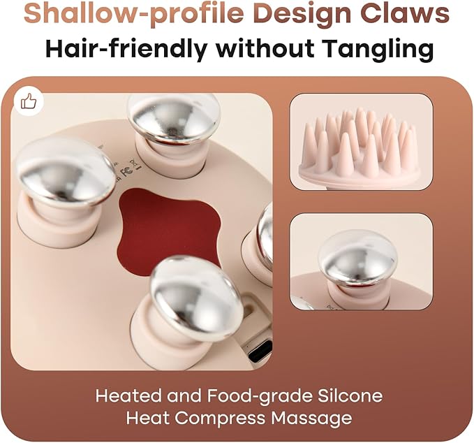 arboleaf Heated Scalp Massager Head Massager Scalp Stress Relax Hair Massager with Heat Cordless Kneading Massage Cat Massager, Gift for Mom Dad arboleaf