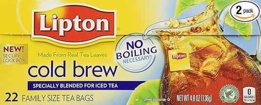 Lipton Cold Brew Family Iced Tea Bags Black tea 22 ct (Pack of 2) - Bloomnest
