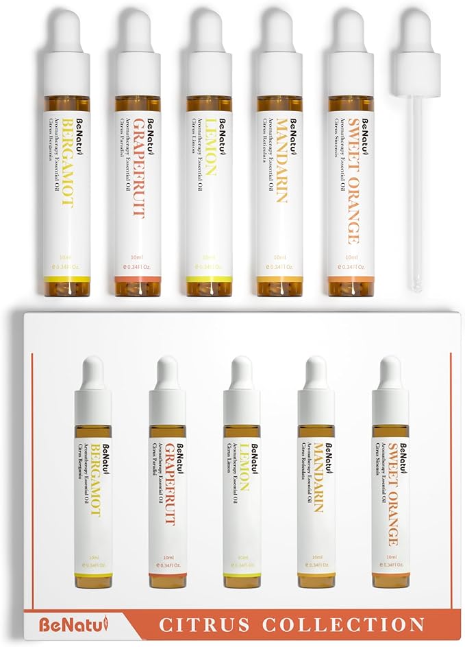 Citrus Essential Oil Set for Diffuser, Natural Fruity Fragrance Blends Gift for Home, Fresh Scent Aromatherapy Oils (Lemon, Sweet Orange, Grapefruit, Bergamot, Mandarin) 5 Packs - Bloomnest