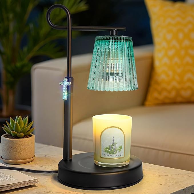 Candle Warmer Lamp with Timer Dimmer, Adjustable Height Wax Warmer Lamp for Jar Candle, Wax Melter House Warming Gifts New Home Décor, Birthday Gifts for Women Mom (Black) - Bloomnest