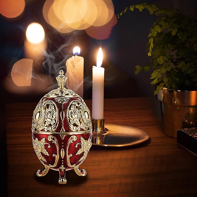 JUXYES Vintage Incense Burner Holder with Removable Ash Catchers, Metal Censer Antique Cone Coil Incense Burner Holder Zinc Alloy Spiritual Aromatherapy Yoga Meditation Gifts Retro Home Decoration - Bloomnest