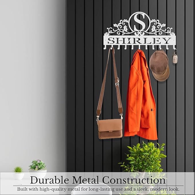 Personalized Metal Key Rack Hooks, Key Holder Wall Mounted Key Hooks, Name Background Letter Theme Wall Decoration Hooks, Key Hanger Organizer for Living Room, Entryway, Bathroom, Office Decor - Bloomnest