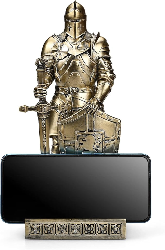 King's Guard Ornament Knight Statue for Desk, Desktop Accessories Pen Holder Pen Stand Paperweight for Office and Home (Bronze)