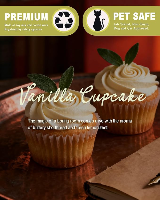 Vanilla Cupcake Scented Candle for Women, Natural Soy Vanilla Candles for Home Scented, Aromatherapy Candles in Glass Over 60 Hours Burn Time Ideal for Gifting - Bloomnest