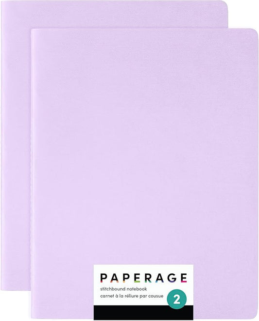 PAPERAGE Soft Cover Lined Journal Notebook, 2 Pack, (Lavender), 100 Pages, Large 7.5 inches x 9.5 inches, College Ruled, Ideal for Note Taking & Travel Journal - Bloomnest