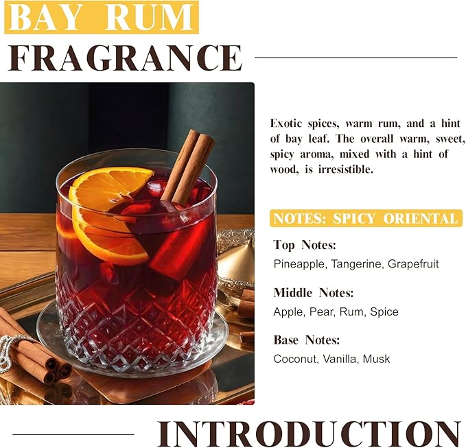 EUQEE Bay Rum Fragrance Oil with Glass Dropper, Essential Oils for Candle & Soap Making, Diffusers, DIY Bath Bombs (2.02 Fl oz/60 ml) - Bloomnest
