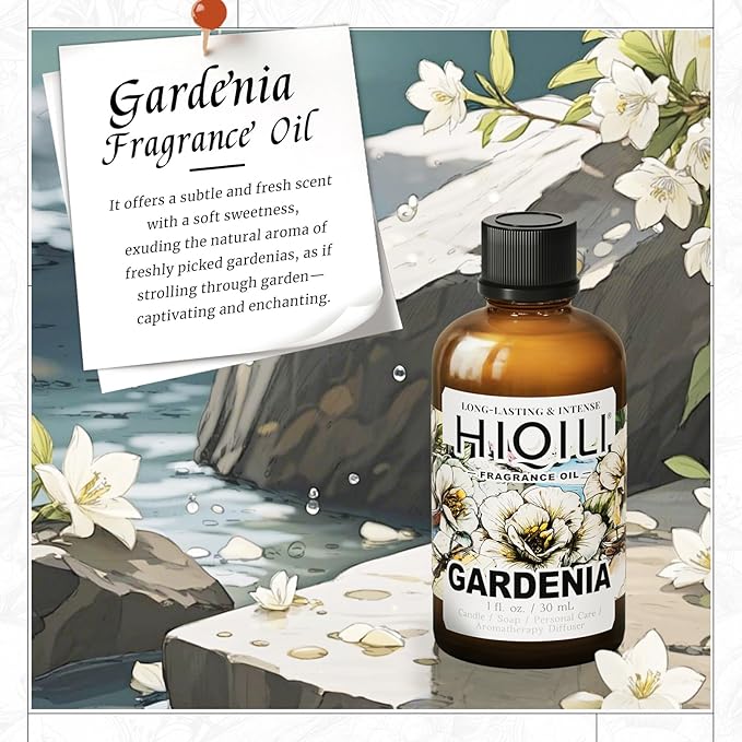 HIQILI Gardenia Fragrance Oil for DIY Candle, Soap & Perfume Making, Add to Essential Oil Diffuser, Body Wash, Long-Lasting - 1 Fl Oz - Bloomnest