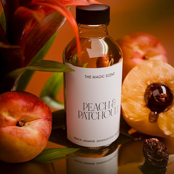 The Magic Scent Peach & Patchouli Diffuser Oil - Hotel & Home Luxury Scents - Diffuser Oil Scents for Home Designed for Use in All Diffusers - 4 fl oz, 120 mL - Bloomnest