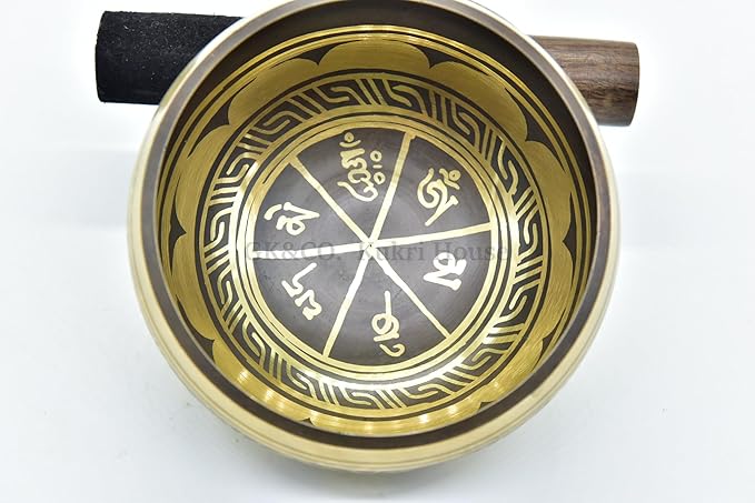 5" Tibetan Meditation Yoga Singing Bowl Black Set with free Wooden Mallet and Silk Cushion from Nepal, Singing bowls. (Black) - Bloomnest